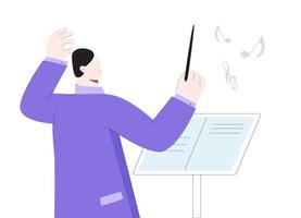 Cartoon male orchestra director vector