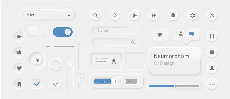 Modern neumorphism ui design set