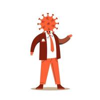 Cartoon male character in suit with virus head vector