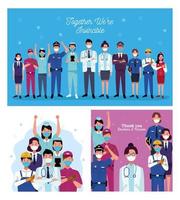 Group of workers positive messages vector