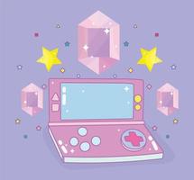 Video Game Portable Console Gems and Stars Entertainment Gadget Device vector