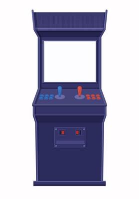 Retro blue arcade machine with blank screen