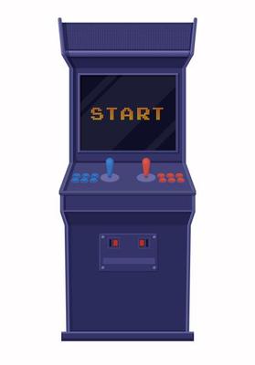 Retro blue arcade game machine 