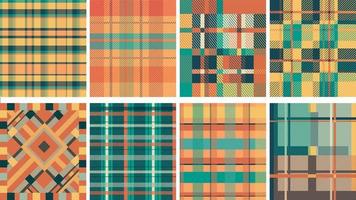 Checkered fabric seamless pattern set