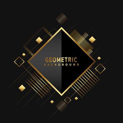 Shiny metallic golden diamond shaped geometric pattern on black