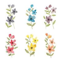 colorida colección de acuarela de flores silvestres vector