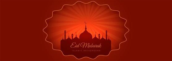 elegante bandera roja para tarjeta eid mubarak vector