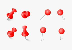 Red push pin set vector