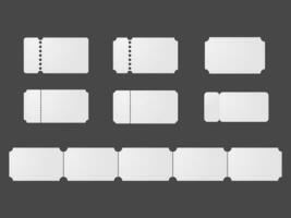 Set of blank white tickets vector