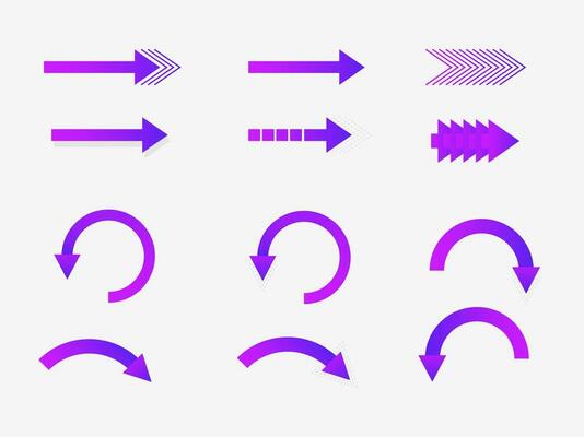 Assorted purple gradient arrows