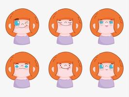 Set of young boy emojis  vector