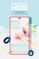 Megaphone and mobile phone for sale banner vector