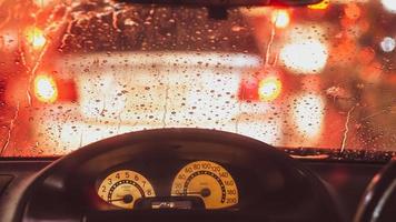 Close-up of rain on windshield