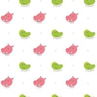 Crocodile and hippo seamless pattern vector