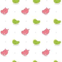 Crocodile and hippo seamless pattern vector