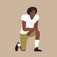 deportista negro tomar una pose de rodilla