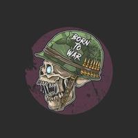 Zombie skull soldier side profile vector