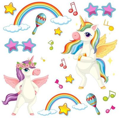 Cute unicorns with musical theme