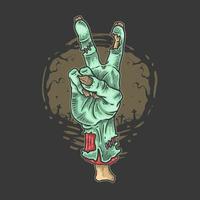 Zombie hand peace sign vector