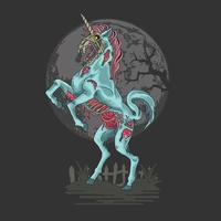 Unicorn zombie nightmare design vector