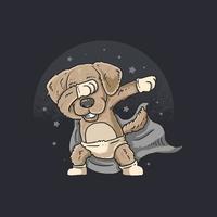 Cute dog dances with stars in the sky vector