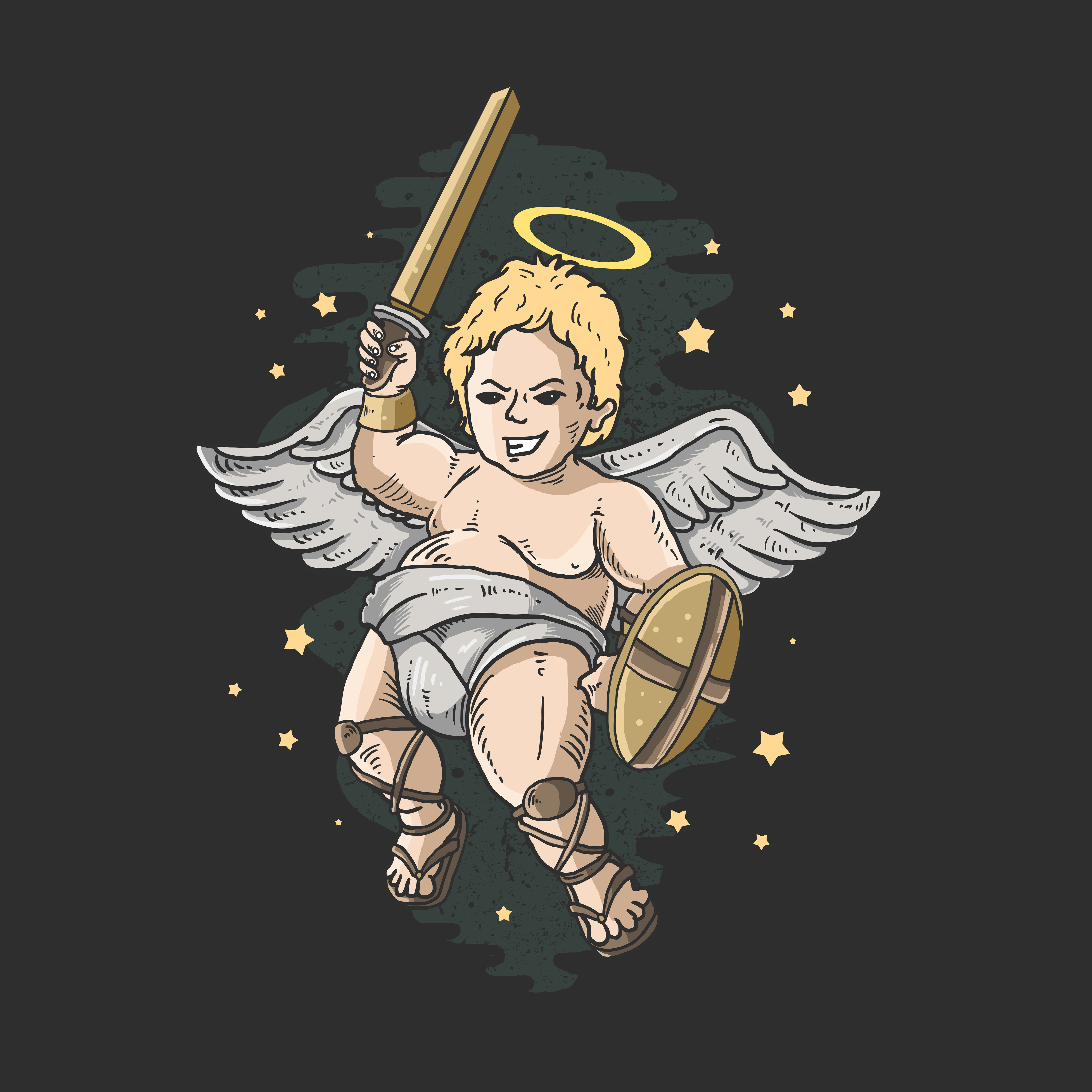 Cute Cupid Angel With Sword And Shield Download Free Vectors Clipart Graphics Vector Art
