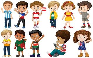 Set of kids from different countries vector