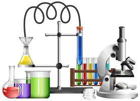 Science equipments on white background vector