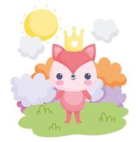 Cute Little fox standing in front of bushes vector