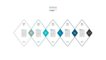 infografía de negocios de 5 pasos en forma de diamante superpuesto moderno vector