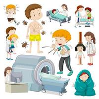 Children with different types of sickness vector