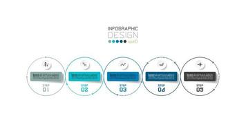 Modern circle outline 5 step business infographic design vector