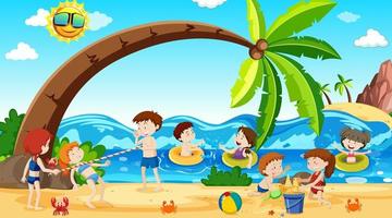 Active boys and girls playing sport and fun activities vector