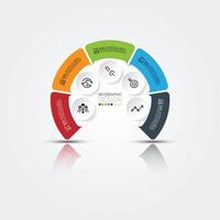 Semi-circle business infographic with 5 steps vector