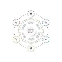 infografía de negocios de estilo de contorno circular de alta tecnología vector