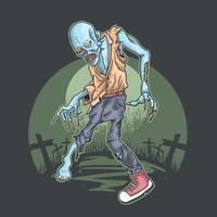 Halloween zombie rise from graveyard vector
