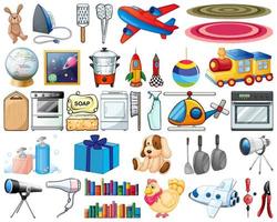 Large set of household items and toys vector