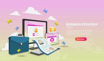 Business target strategy website template vector