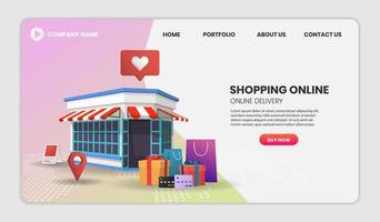 Mobile shop website template vector