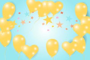 Yellow balloon and stars celebration card vector