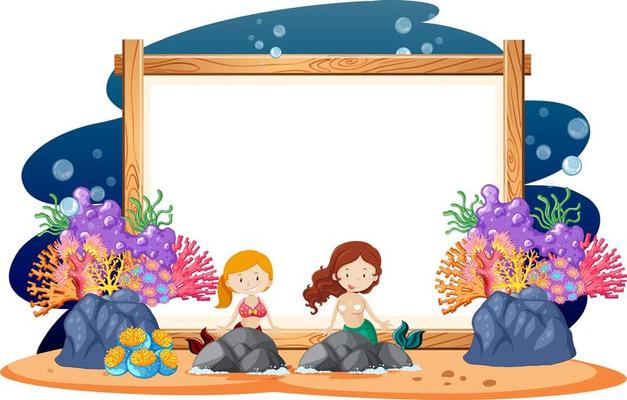 Border template design with mermaids 