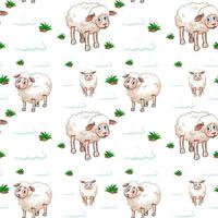 Sheeps and clouds seamless pattern vector