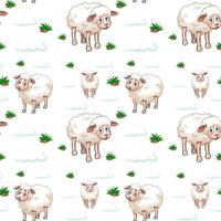 Sheeps and clouds seamless pattern vector