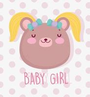 Cute baby bear girl head vector