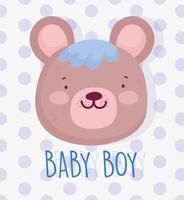 Cute baby bear boy head vector