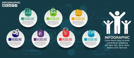  7 step circle label infographic with place for your data vector