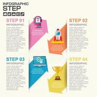 4 step infographic with colorful arrows in slits vector