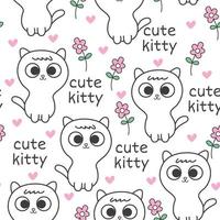 Baby cat seamless pattern vector