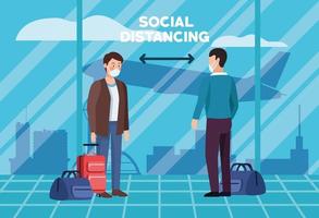Social distancing in airport poster design  vector