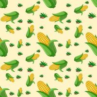 Seamless pattern with corn on yellow background vector